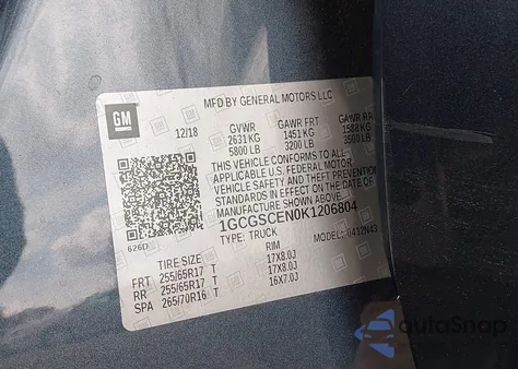 2019 Chevrolet Colorado Lt from USA, damaged, VIN 1GCGSCEN0K1206804